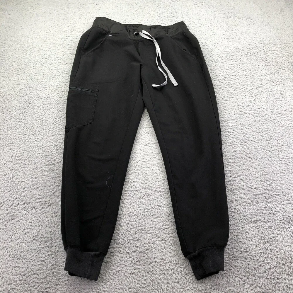 FIGS Scrub Pants Womens Small Black Technical Collection Jogger Cargo Pockets